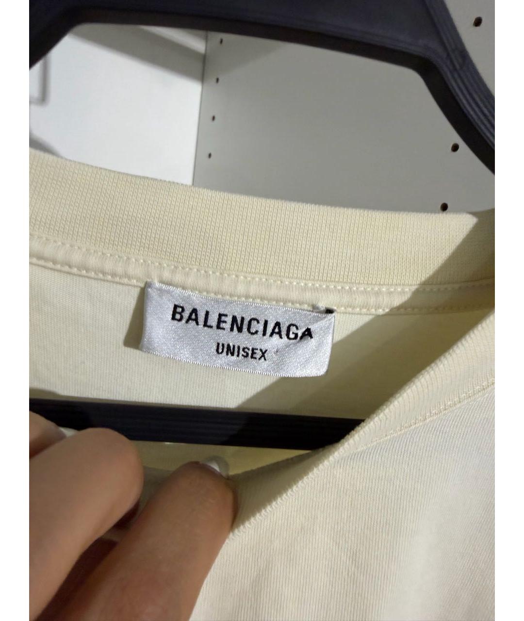 BALENCIAGA Бежевая хлопковая футболка, фото 3