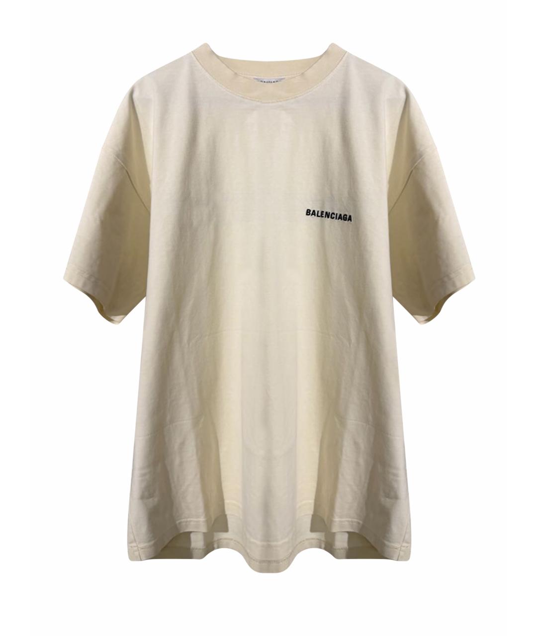 BALENCIAGA Бежевая хлопковая футболка, фото 1