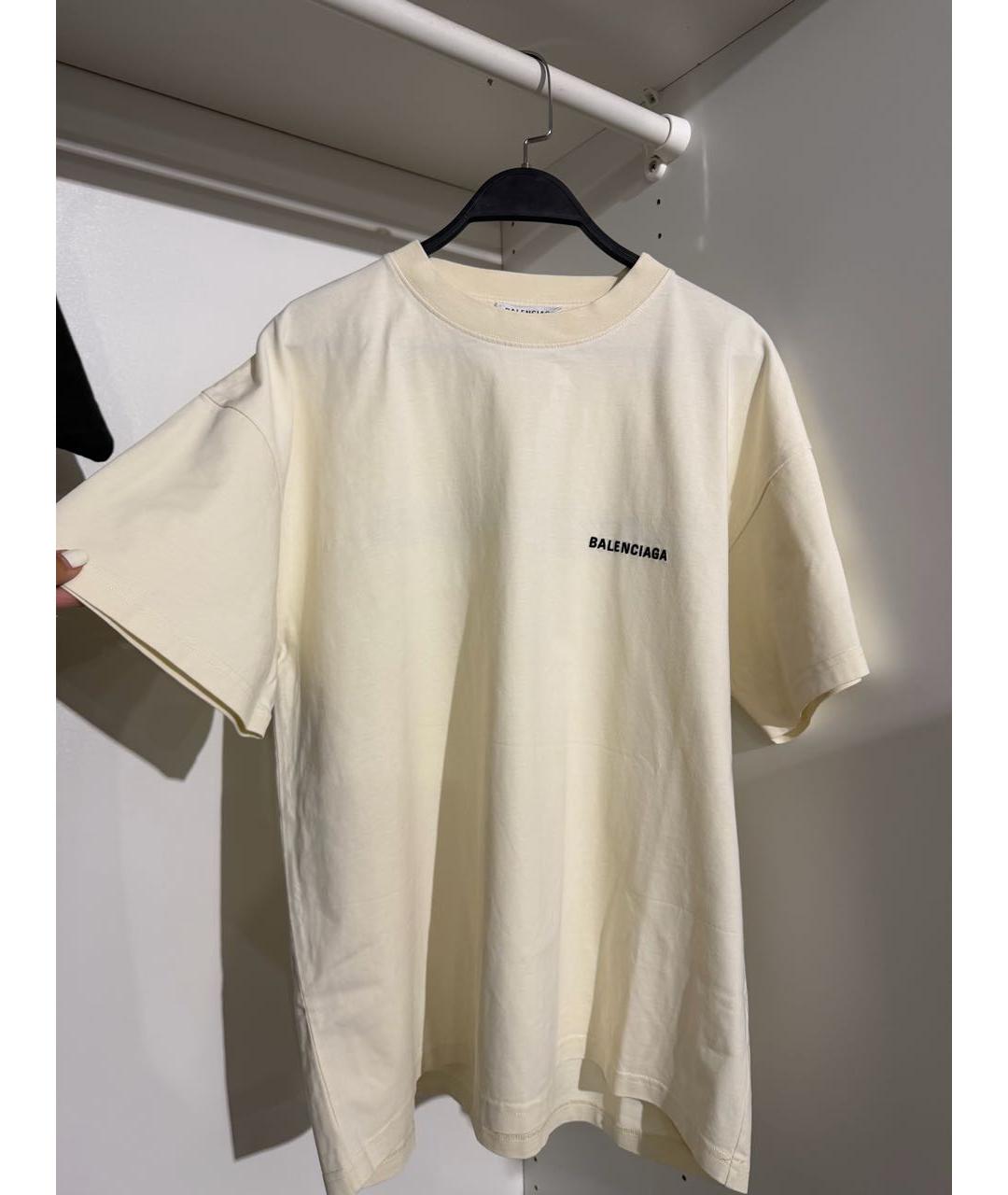 BALENCIAGA Бежевая хлопковая футболка, фото 2