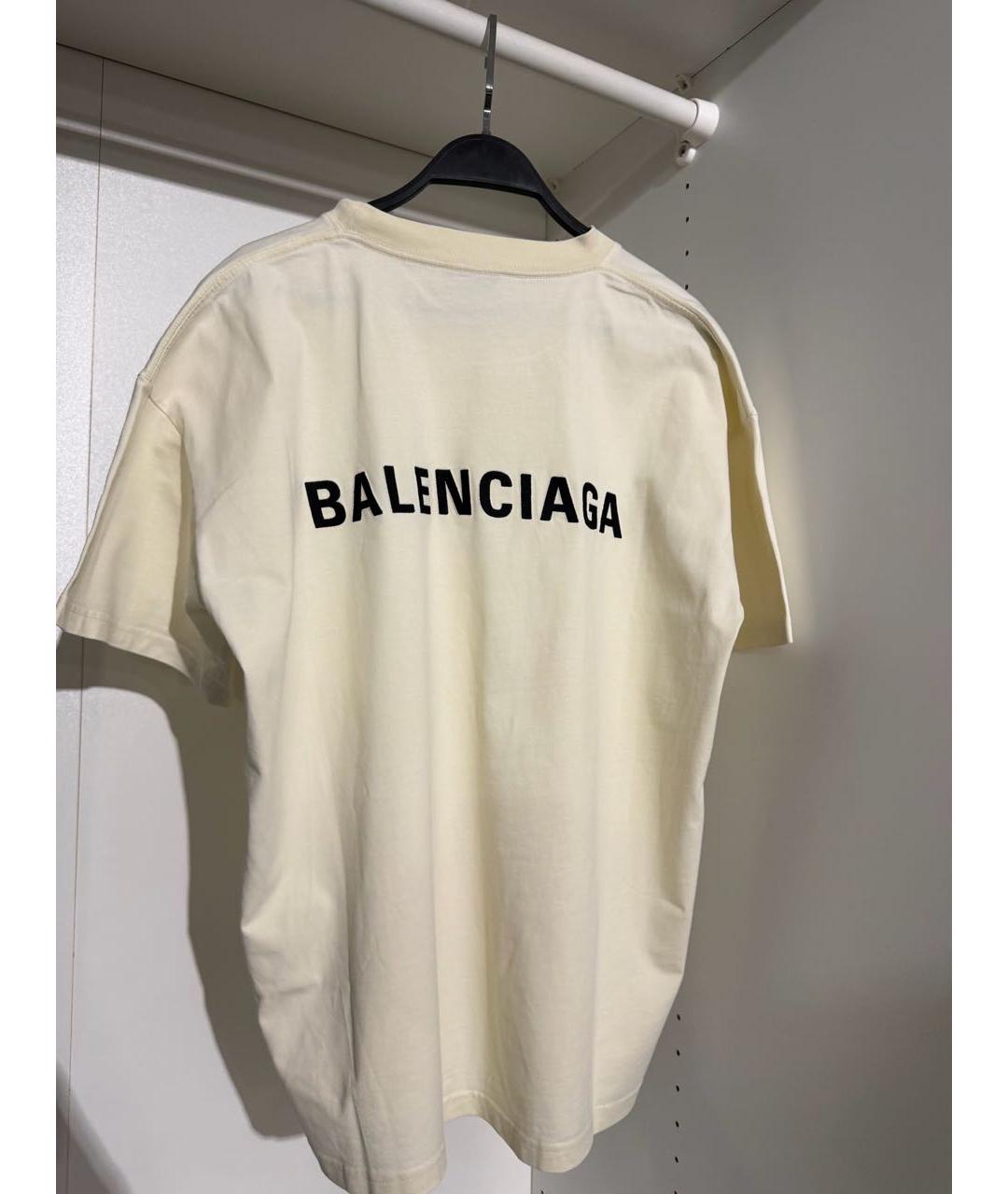 BALENCIAGA Бежевая хлопковая футболка, фото 5