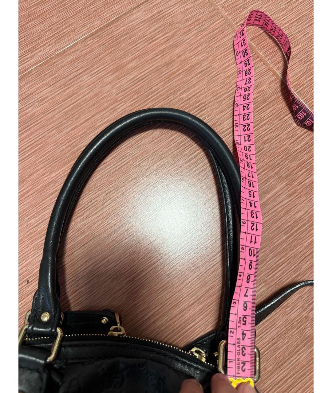 GUCCI Черная кожаная сумка тоут, фото 7
