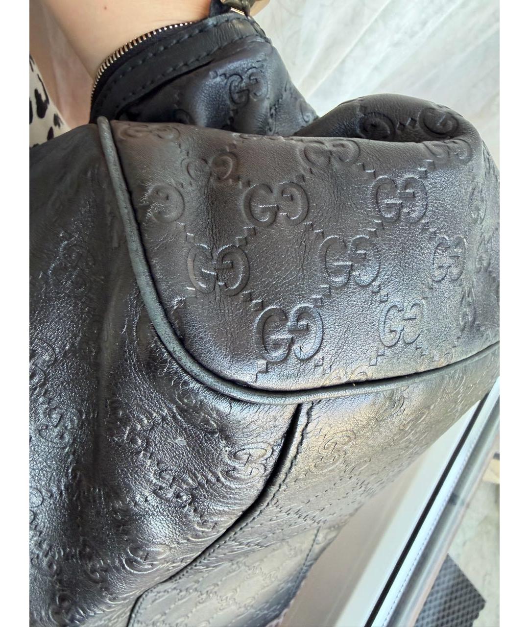 GUCCI Черная кожаная сумка тоут, фото 8