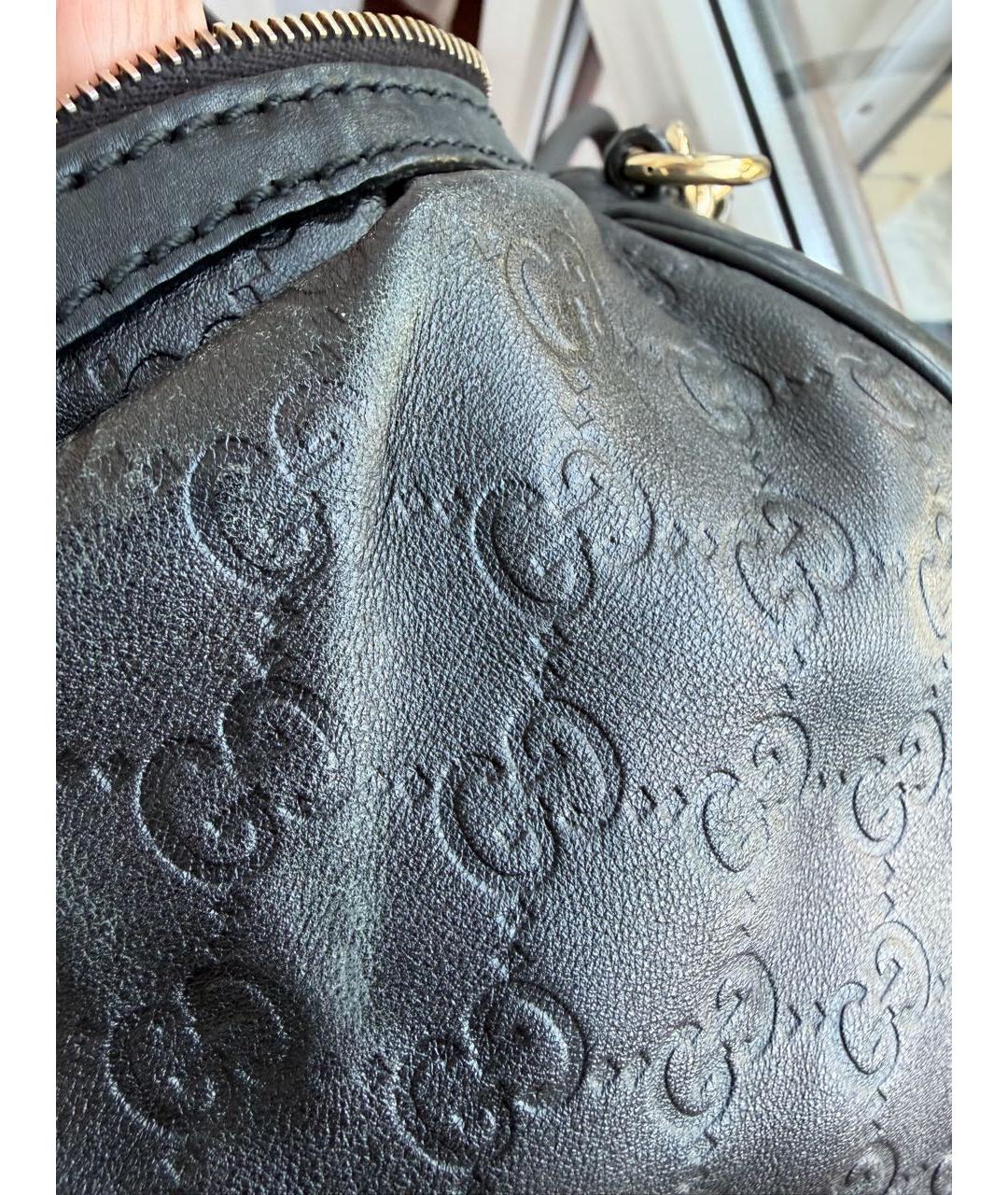GUCCI Черная кожаная сумка тоут, фото 2
