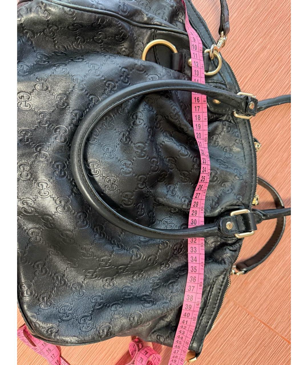 GUCCI Черная кожаная сумка тоут, фото 6