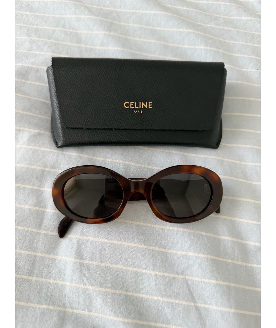 CELINE Коричневые пластиковые солнцезащитные очки, фото 4