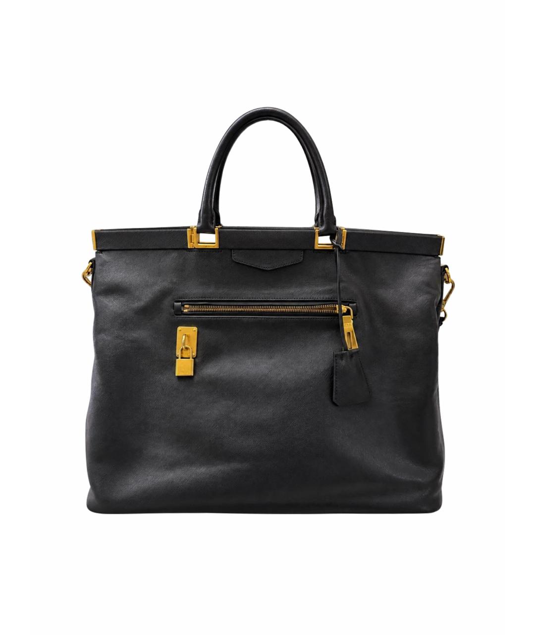 PRADA Черная кожаная сумка тоут, фото 1