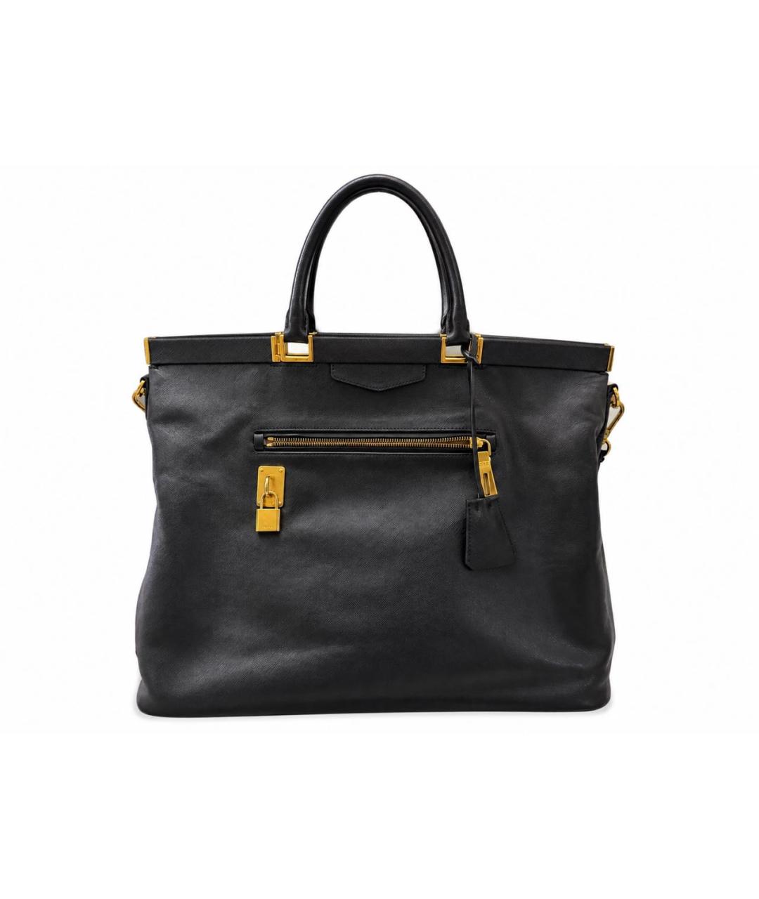 PRADA Черная кожаная сумка тоут, фото 8