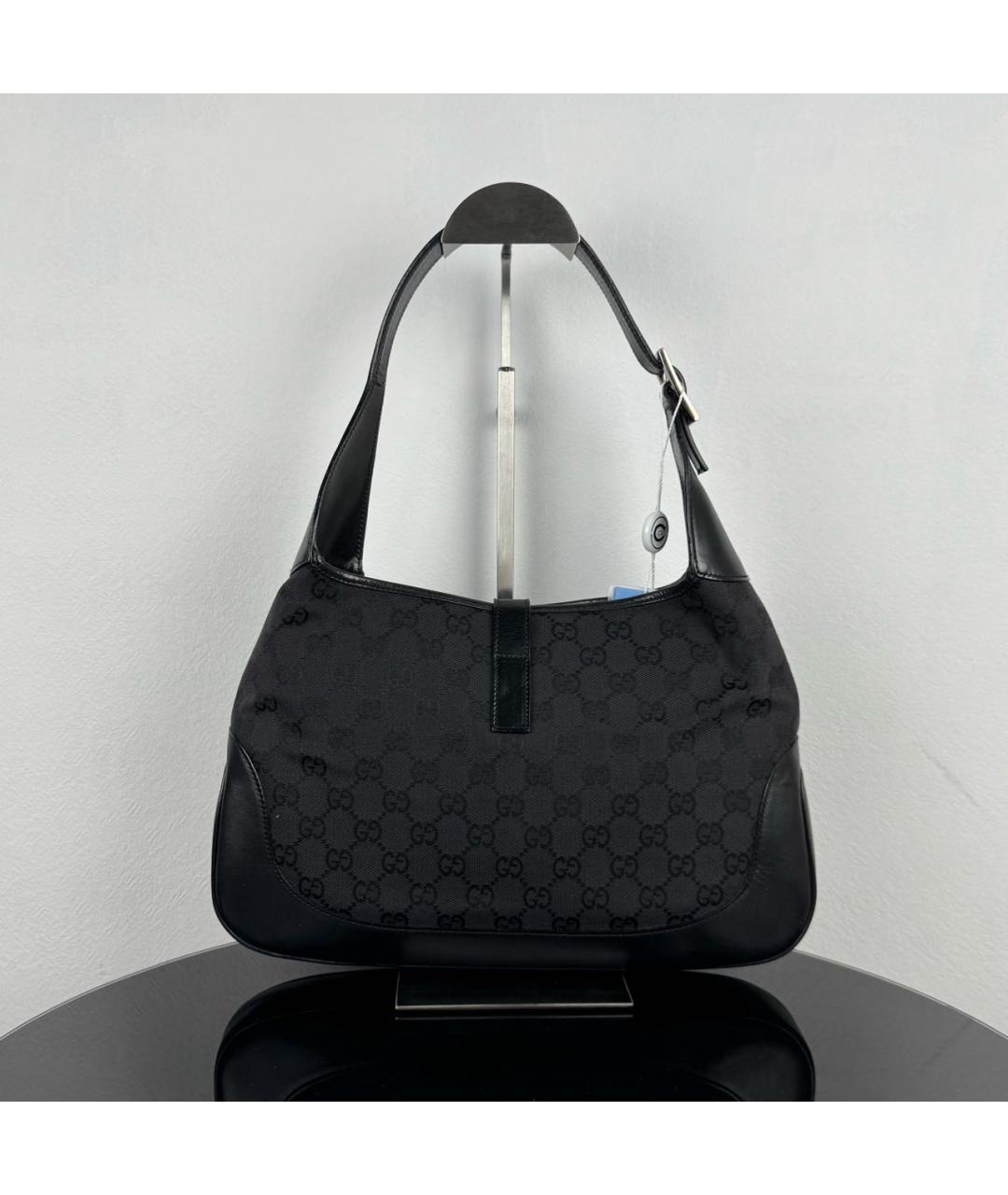 GUCCI Черная сумка с короткими ручками из канвы, фото 2