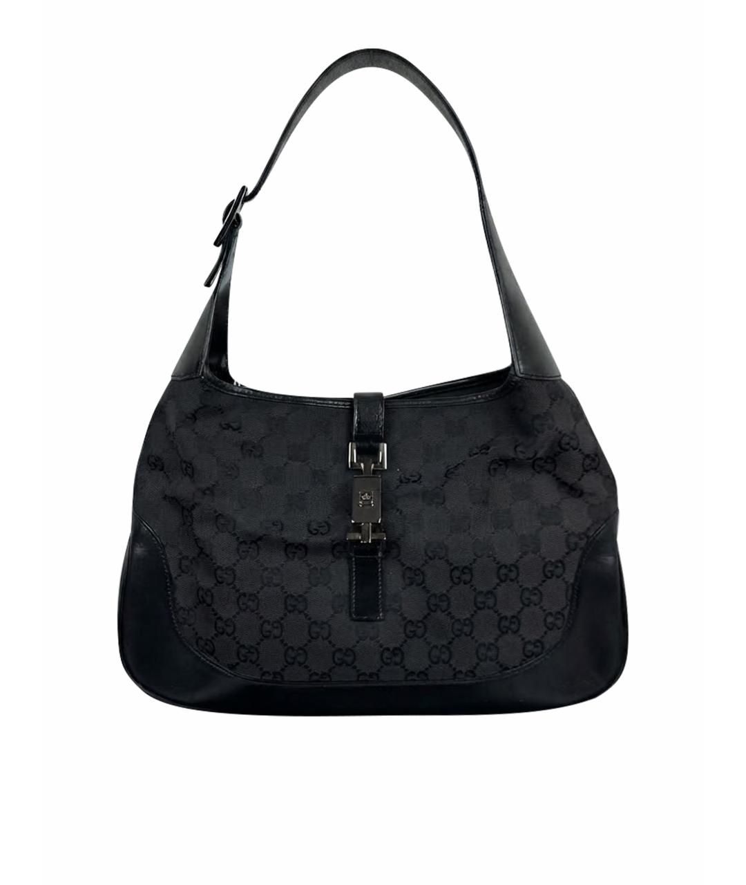 GUCCI Черная сумка с короткими ручками из канвы, фото 1
