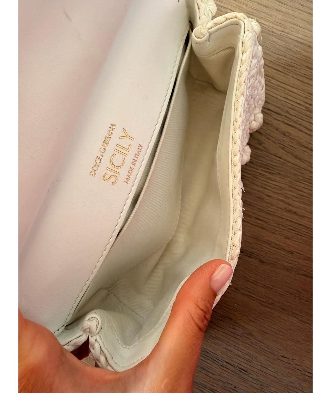 DOLCE&GABBANA Белая плетеная сумка с короткими ручками, фото 4