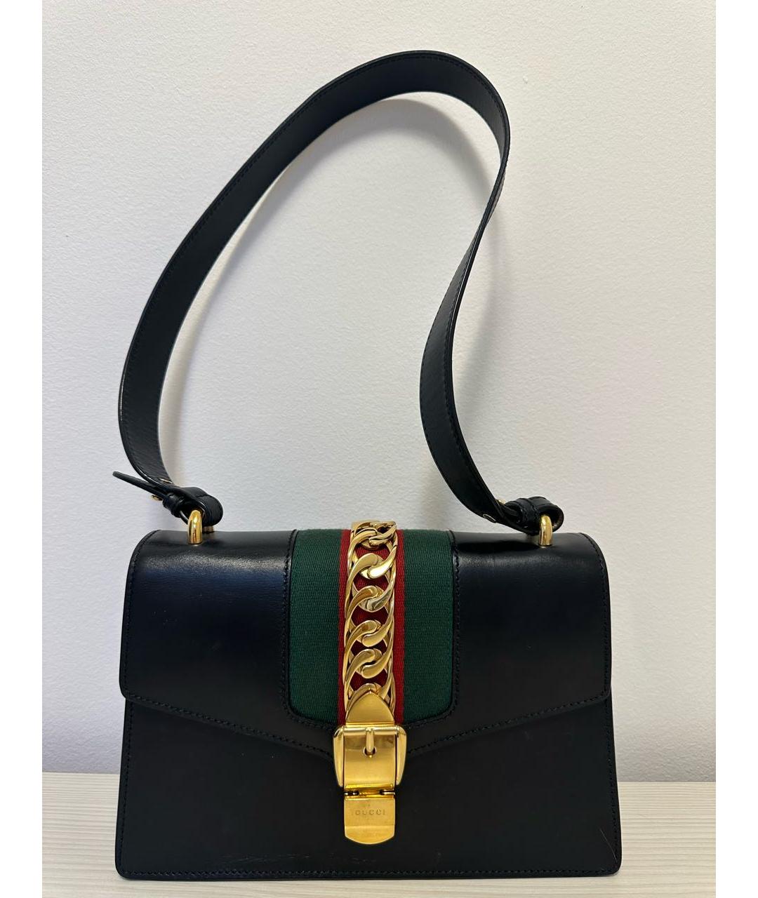 GUCCI Черная кожаная сумка с короткими ручками, фото 4