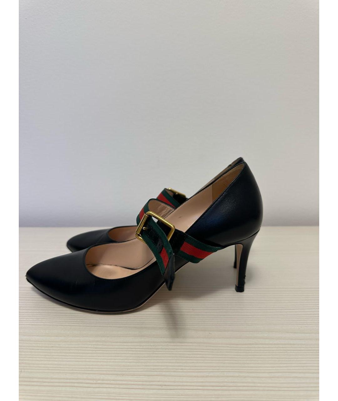 GUCCI Черные кожаные туфли, фото 5