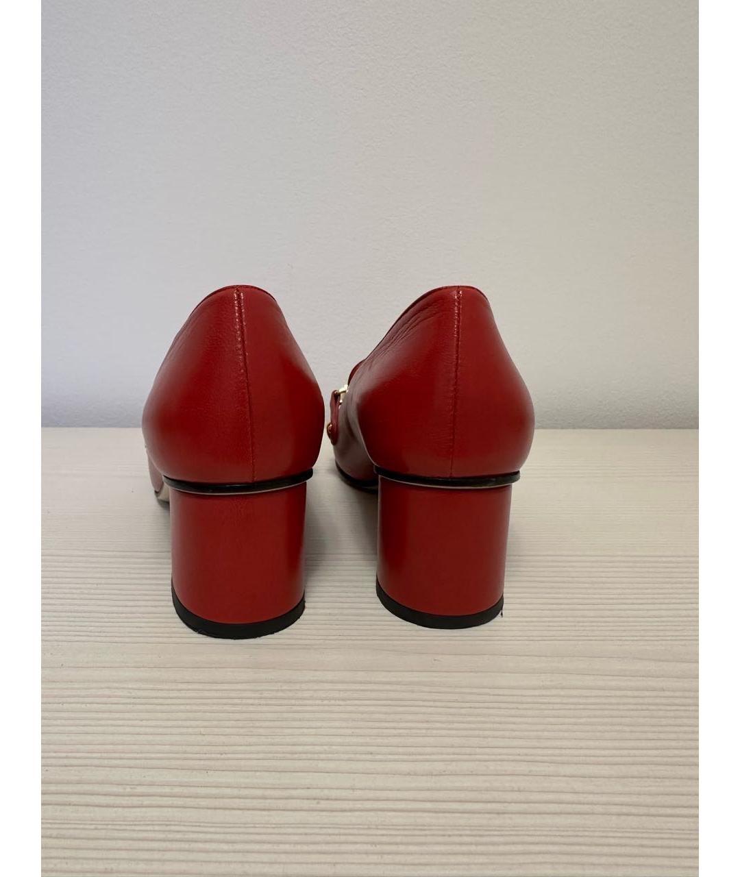 GUCCI Красные кожаные туфли, фото 3