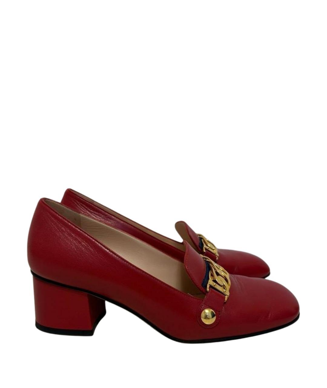 GUCCI Красные кожаные туфли, фото 6