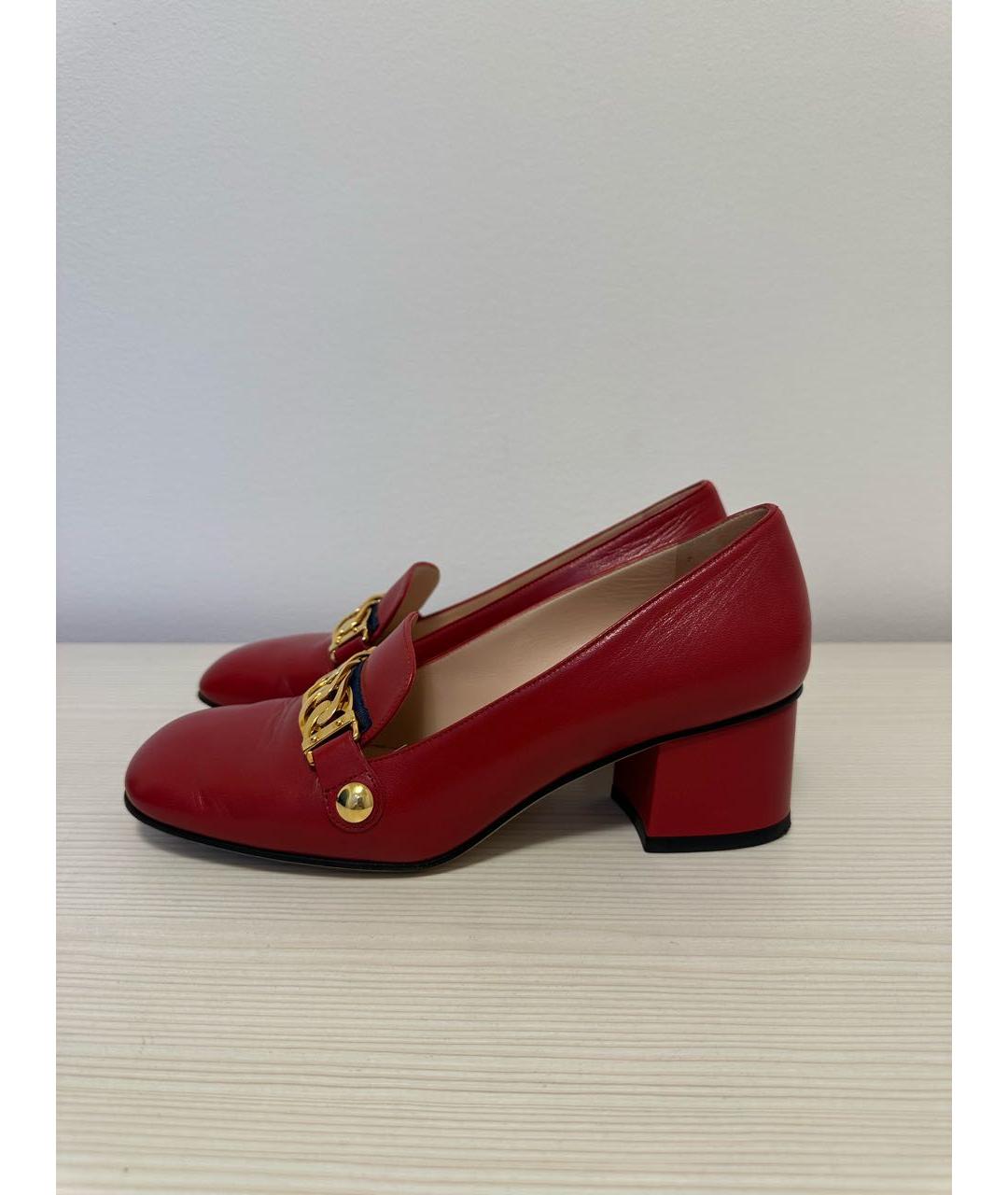 GUCCI Красные кожаные туфли, фото 5