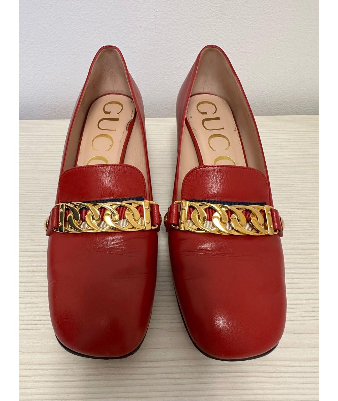 GUCCI Красные кожаные туфли, фото 2