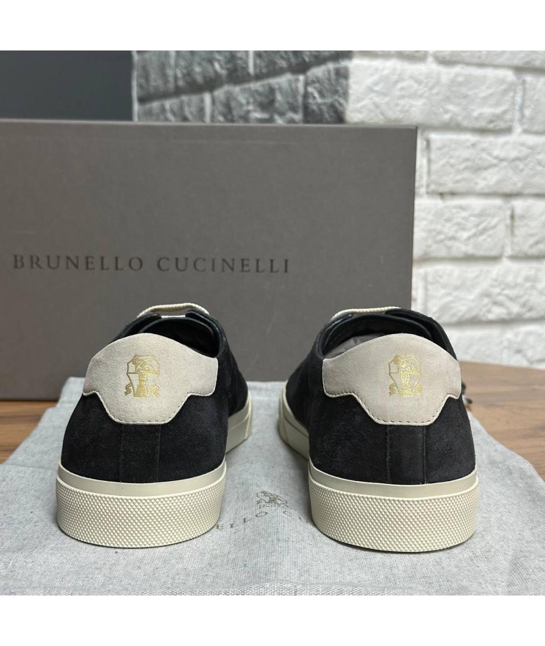 BRUNELLO CUCINELLI Черные замшевые низкие кроссовки / кеды, фото 5