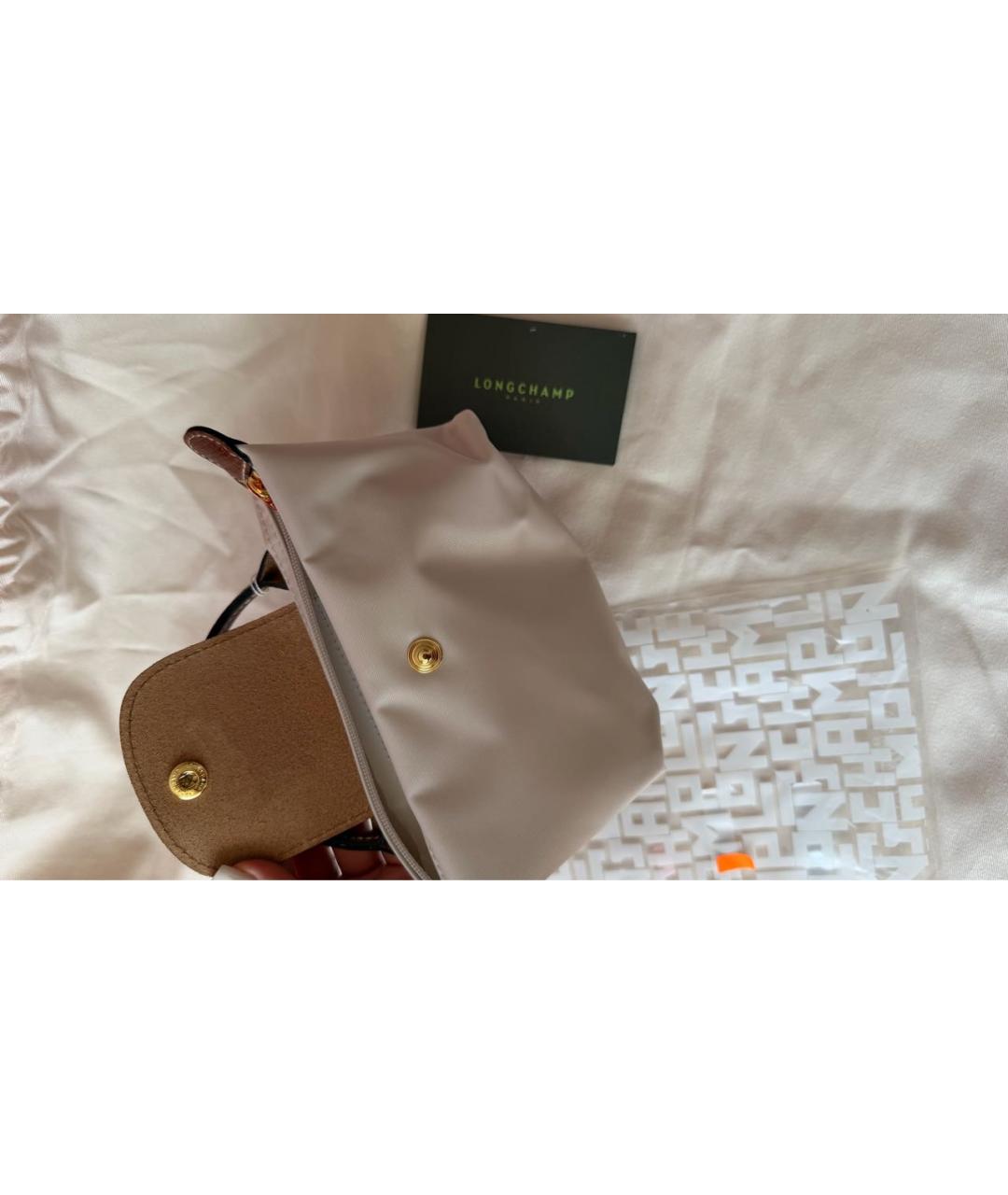 LONGCHAMP Бежевая нейлоновая сумка с короткими ручками, фото 3