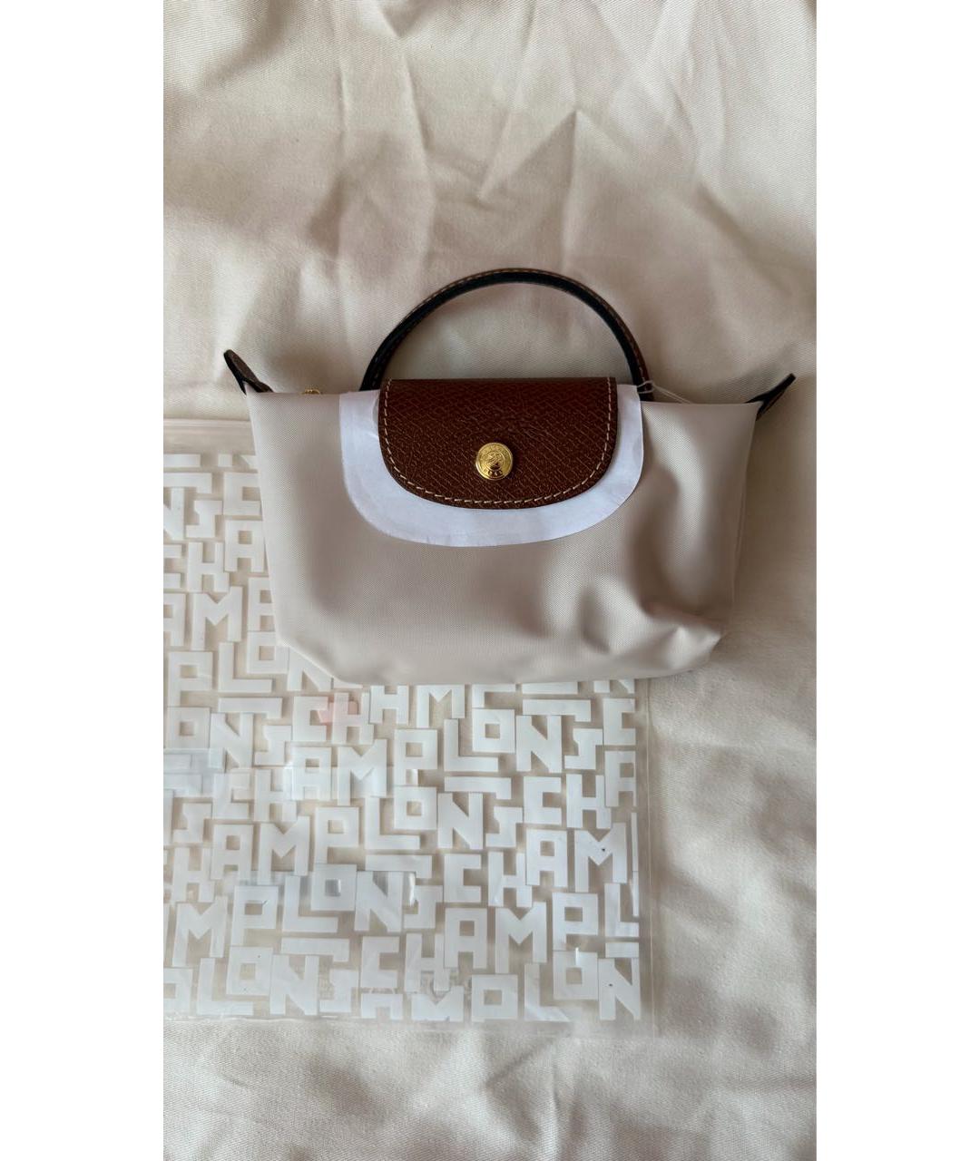 LONGCHAMP Бежевая нейлоновая сумка с короткими ручками, фото 4