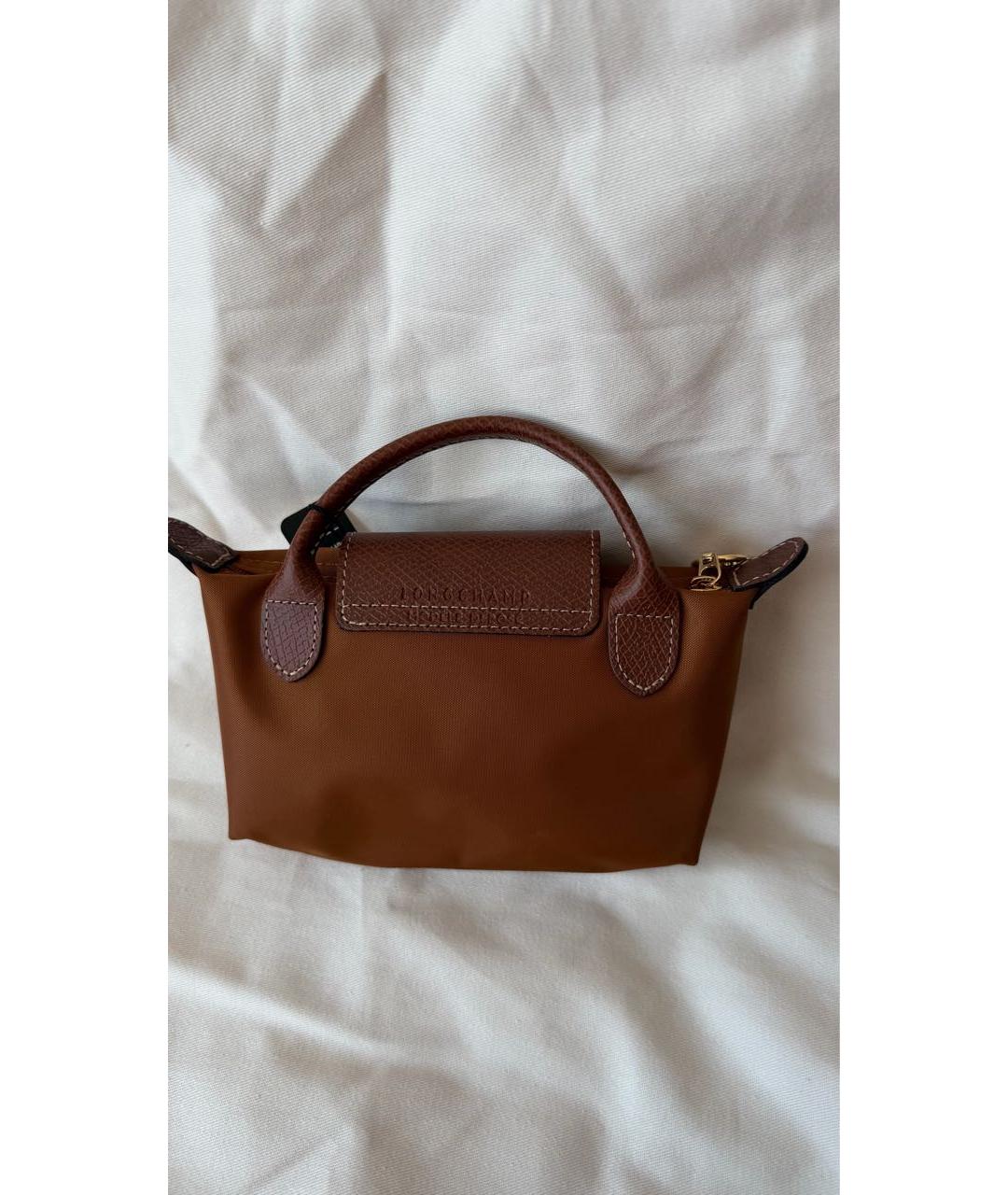 LONGCHAMP Коричневая нейлоновая сумка с короткими ручками, фото 3