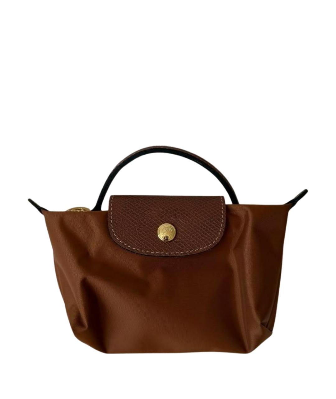 LONGCHAMP Коричневая нейлоновая сумка с короткими ручками, фото 1