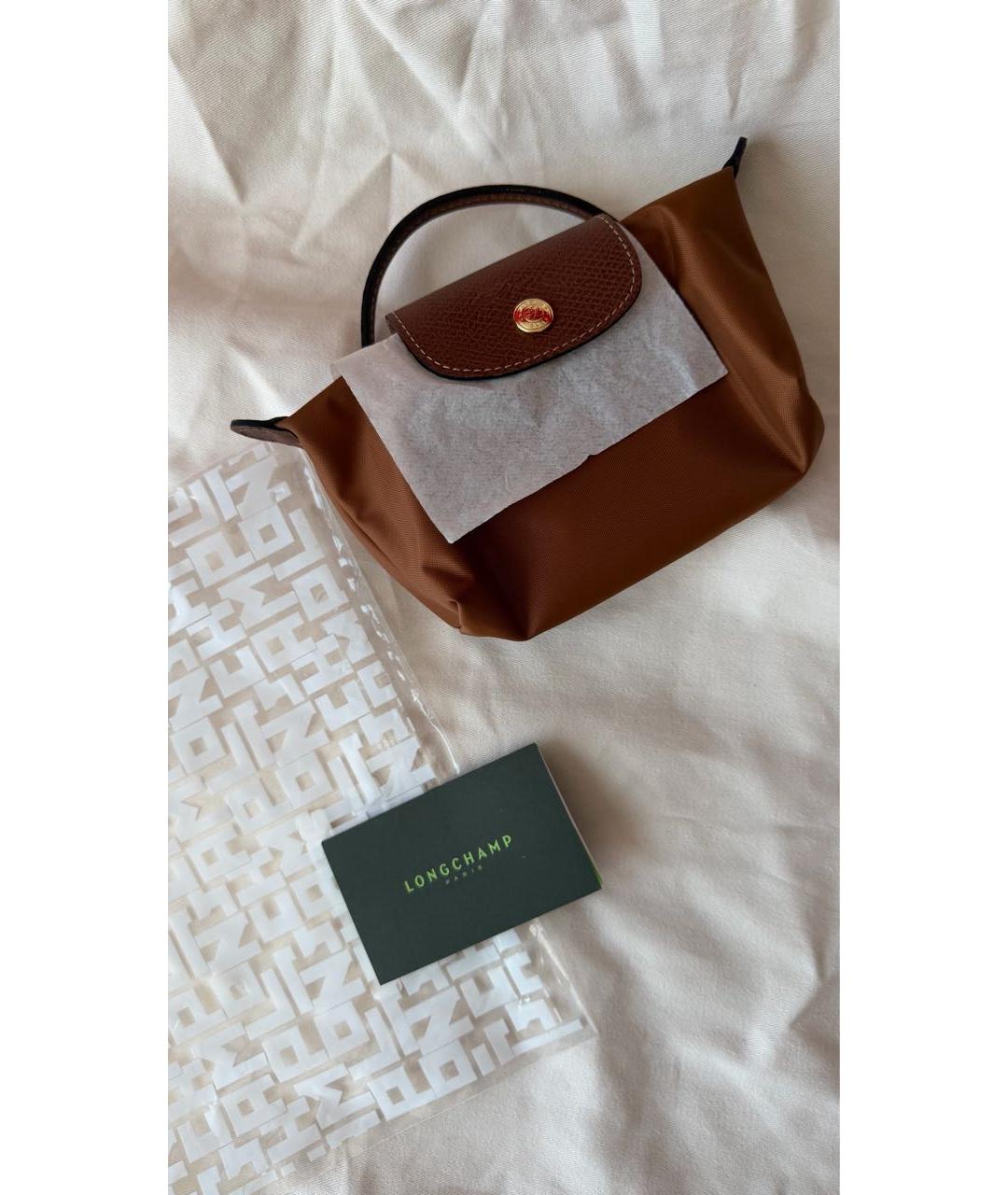 LONGCHAMP Коричневая нейлоновая сумка с короткими ручками, фото 4