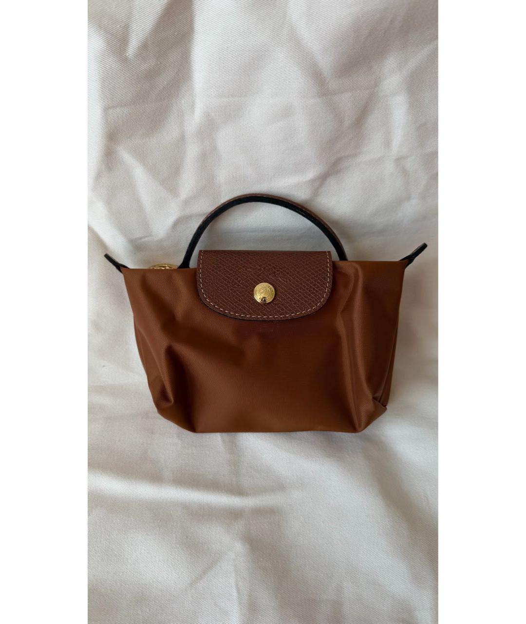 LONGCHAMP Коричневая нейлоновая сумка с короткими ручками, фото 5