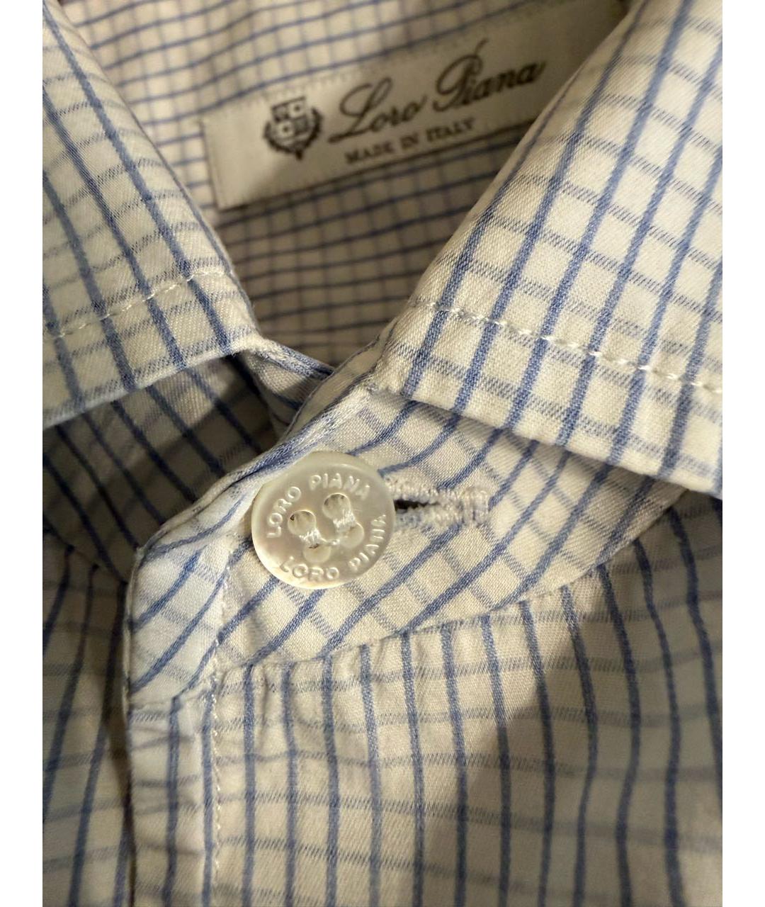 LORO PIANA Голубая хлопковая классическая рубашка, фото 5