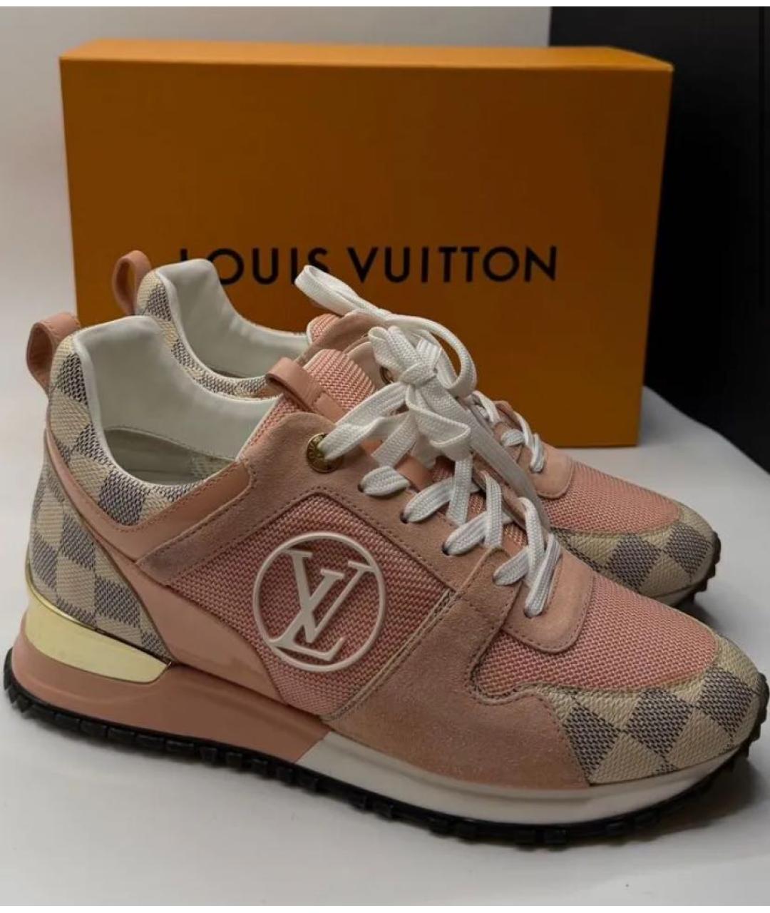 LOUIS VUITTON Коралловые кожаные кроссовки, фото 3