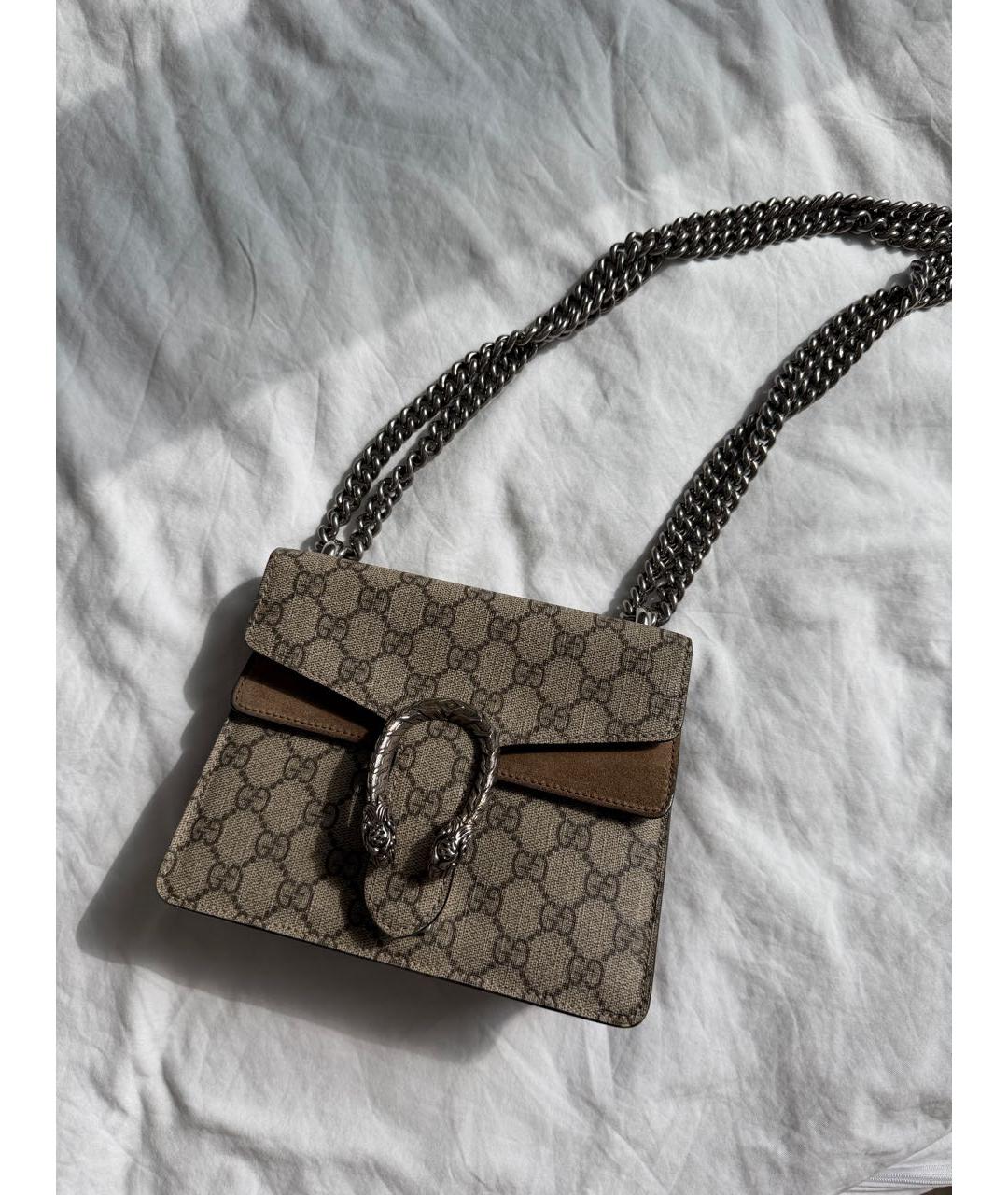 GUCCI Бежевая сумка через плечо из канвы, фото 4