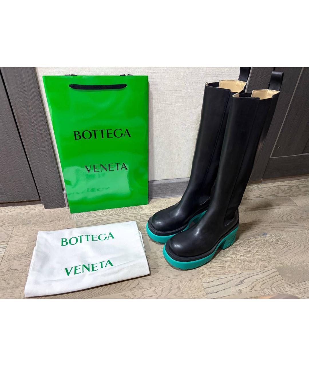 BOTTEGA VENETA Черные кожаные сапоги, фото 7