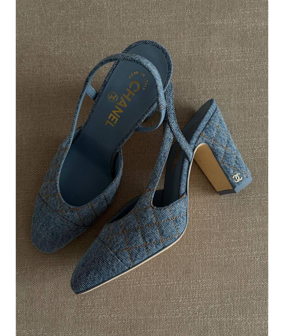 CHANEL Синие текстильные туфли, фото 4