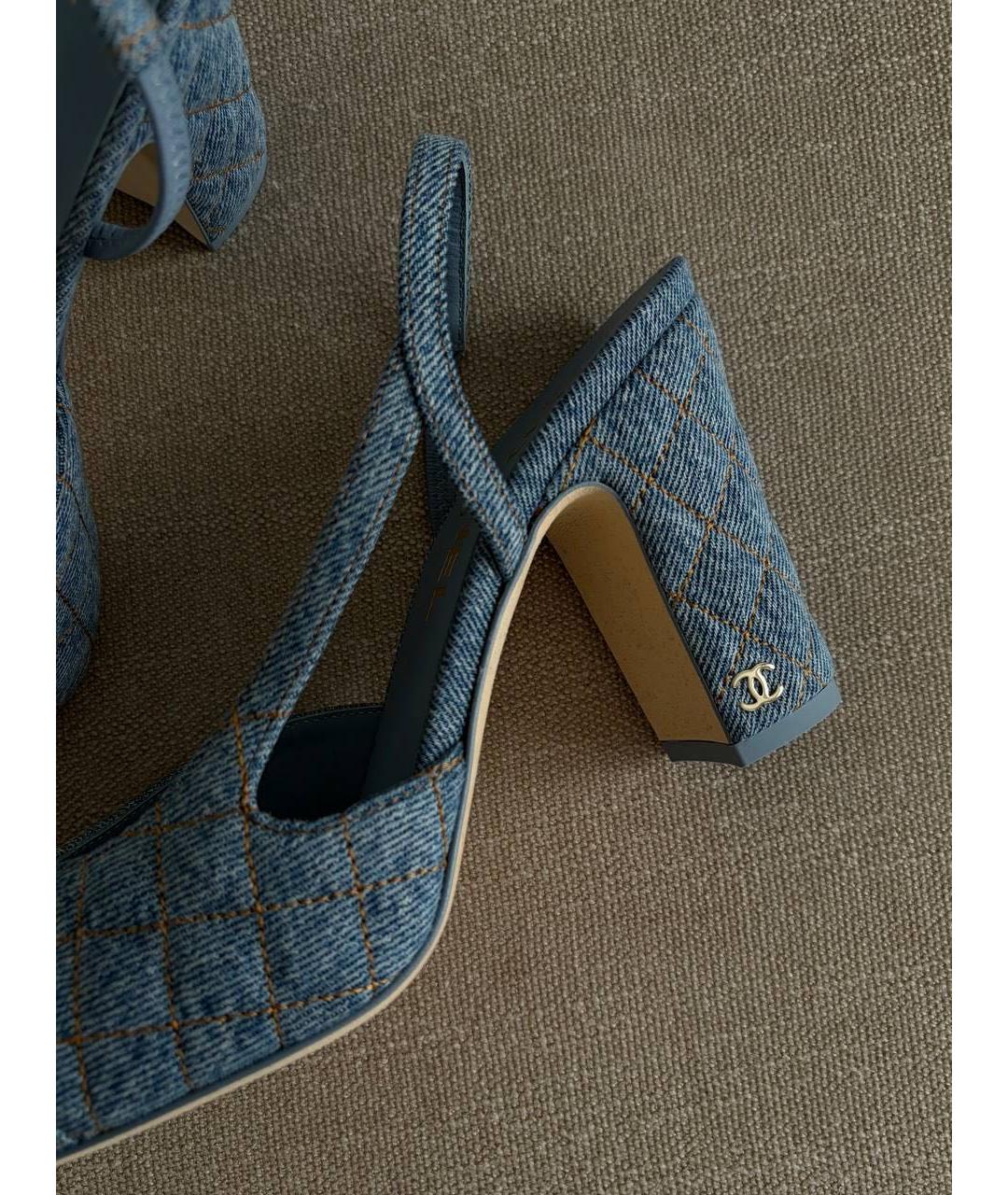 CHANEL Синие текстильные туфли, фото 3