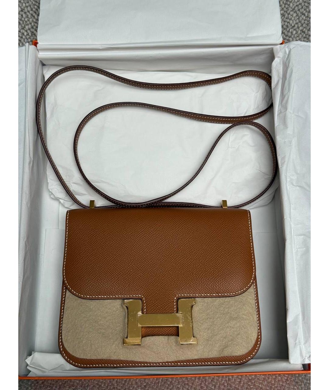 HERMES Коричневая кожаная сумка через плечо, фото 3