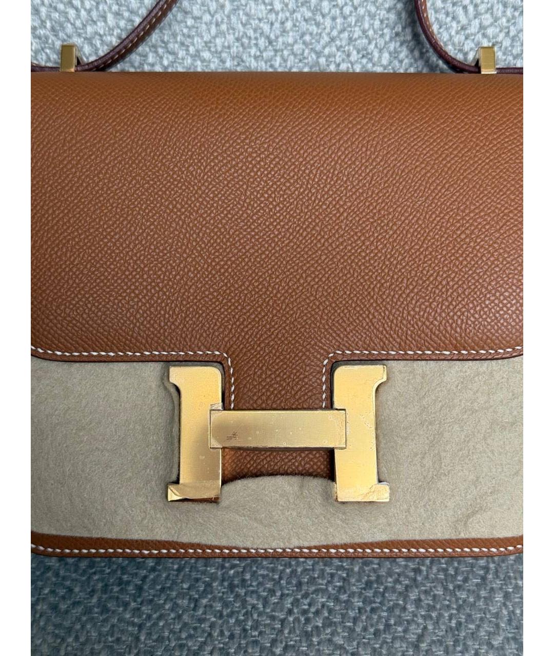 HERMES Коричневая кожаная сумка через плечо, фото 4