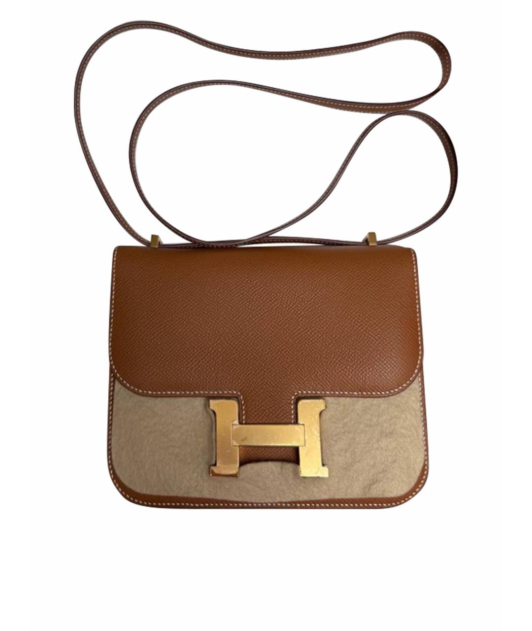 HERMES Коричневая кожаная сумка через плечо, фото 1