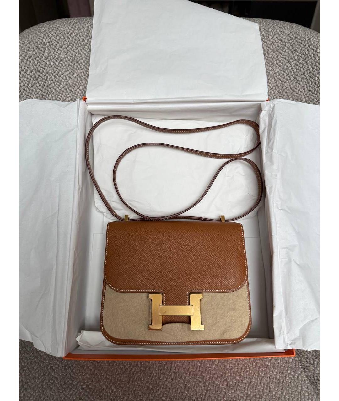 HERMES Коричневая кожаная сумка через плечо, фото 5