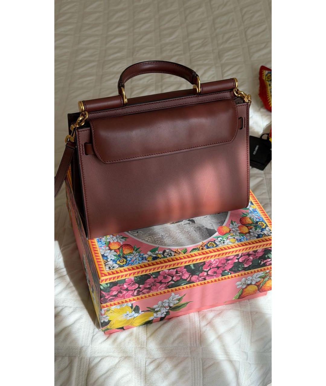DOLCE&GABBANA Коричневая кожаная сумка тоут, фото 3