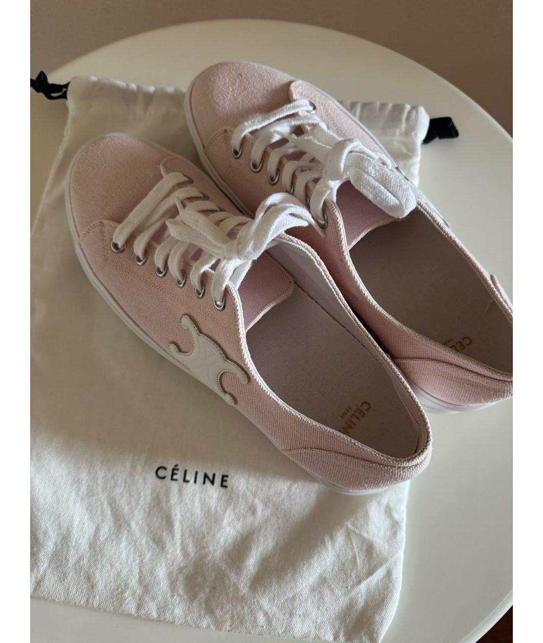CELINE Розовые текстильные кеды, фото 3