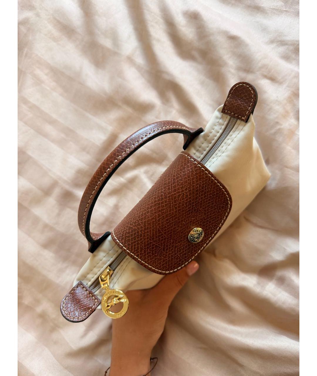 LONGCHAMP Бежевая нейлоновая сумка с короткими ручками, фото 3