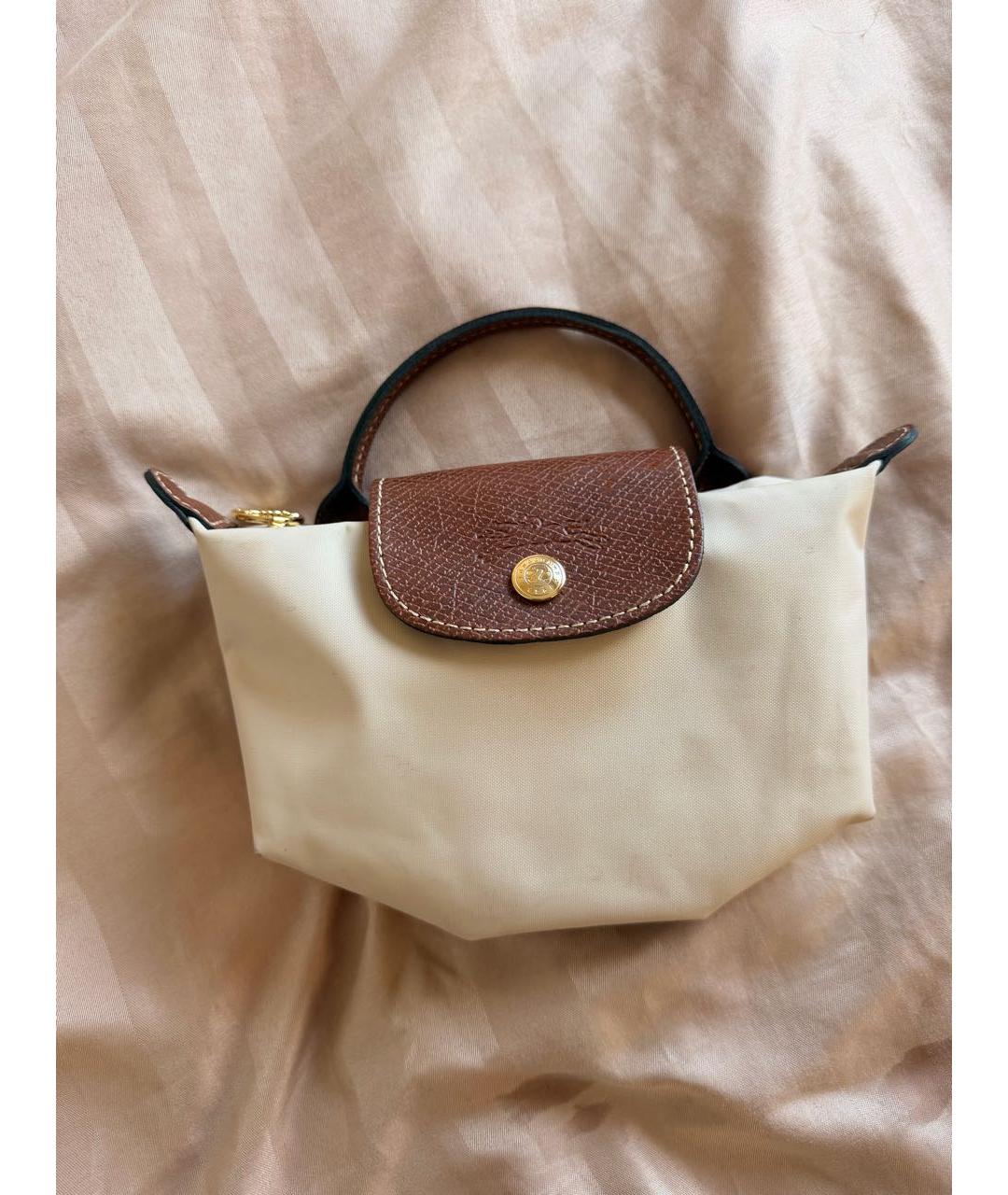 LONGCHAMP Бежевая нейлоновая сумка с короткими ручками, фото 4