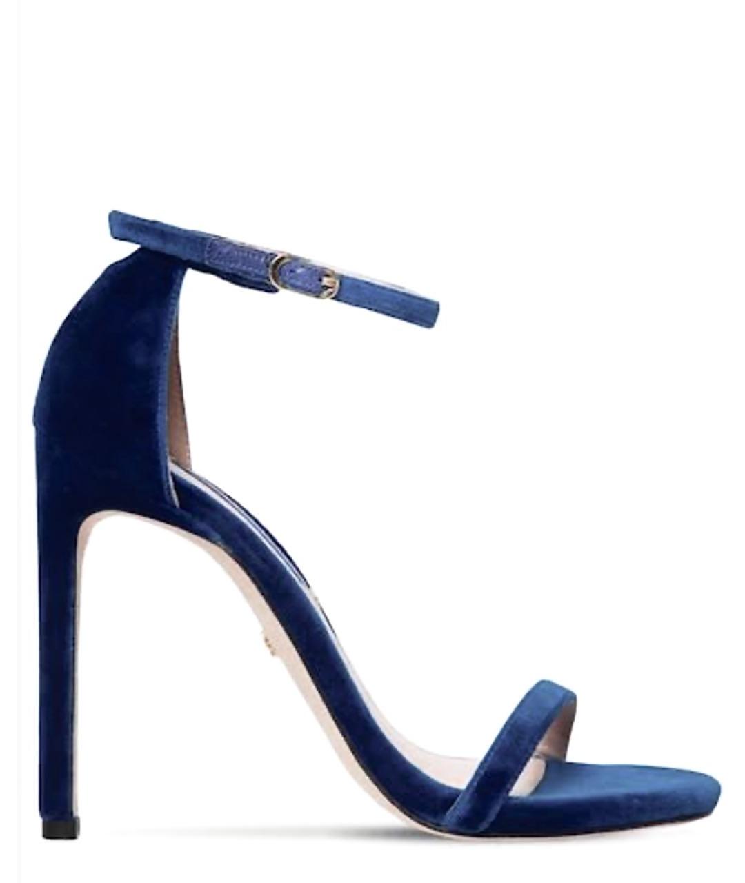 STUART WEITZMAN Синие бархатные босоножки, фото 9