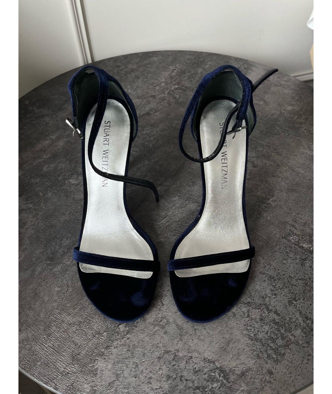 STUART WEITZMAN Синие бархатные босоножки, фото 3