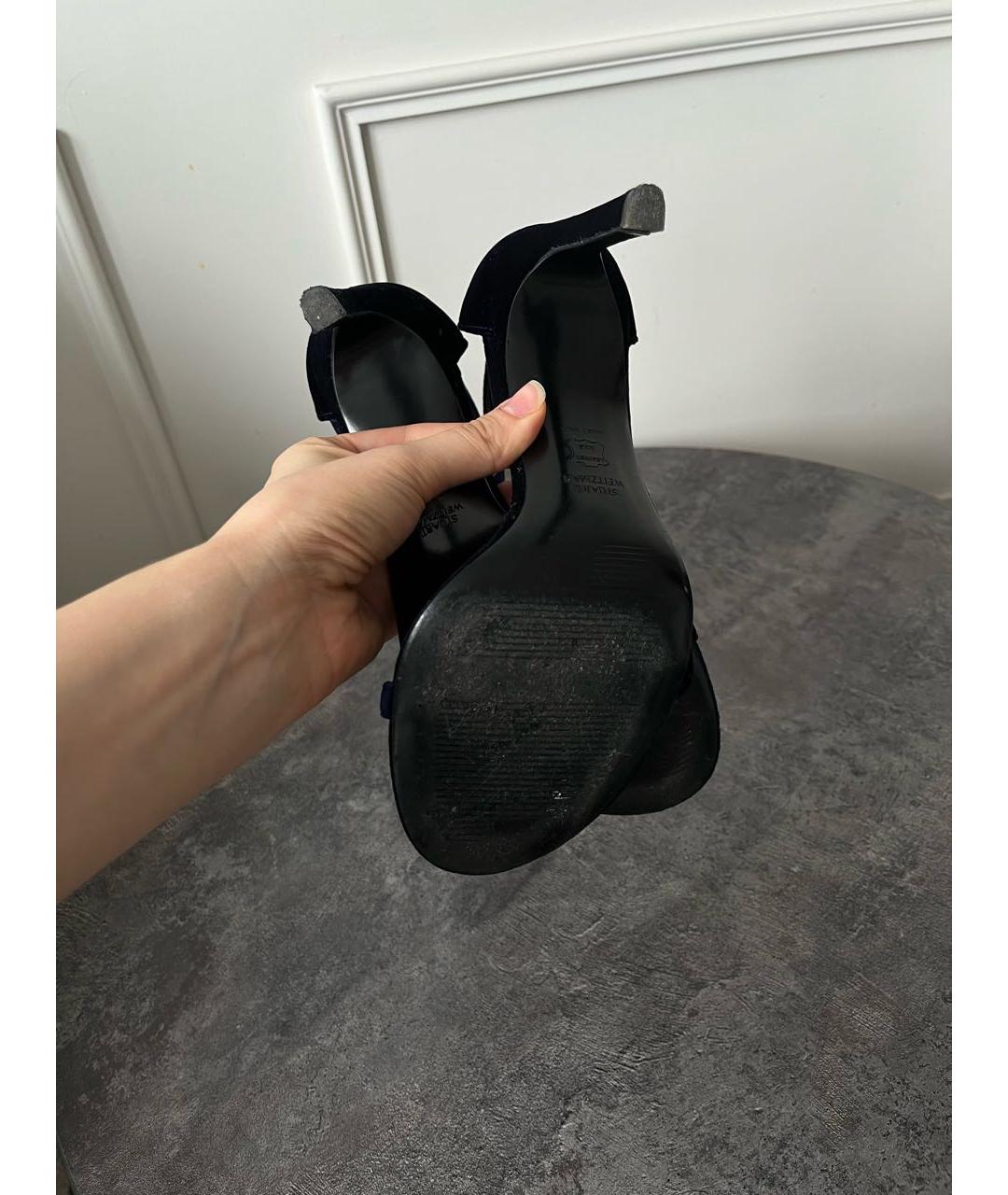 STUART WEITZMAN Синие бархатные босоножки, фото 8