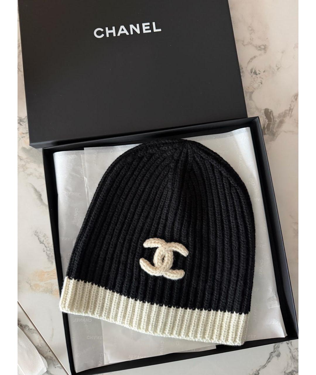 CHANEL Черная кашемировая шапка, фото 5