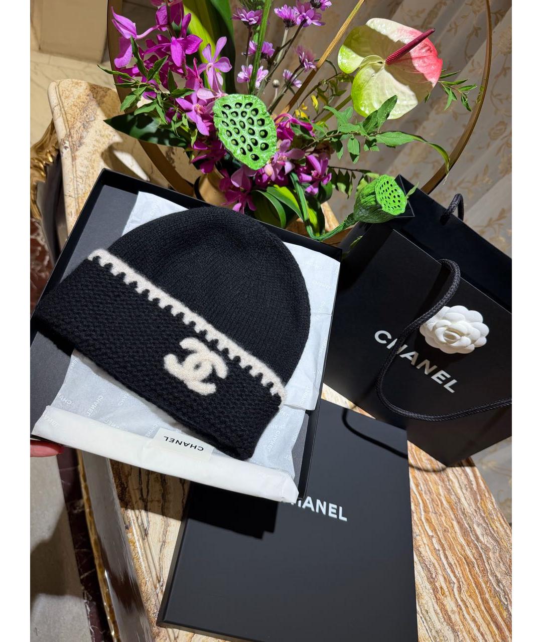 CHANEL Черная кашемировая шапка, фото 3