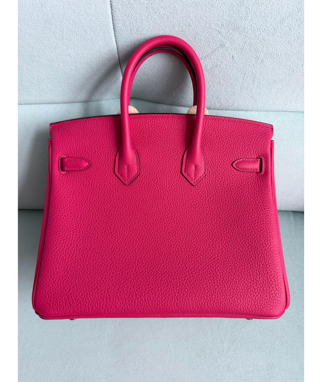 HERMES Розовая кожаная сумка с короткими ручками, фото 5