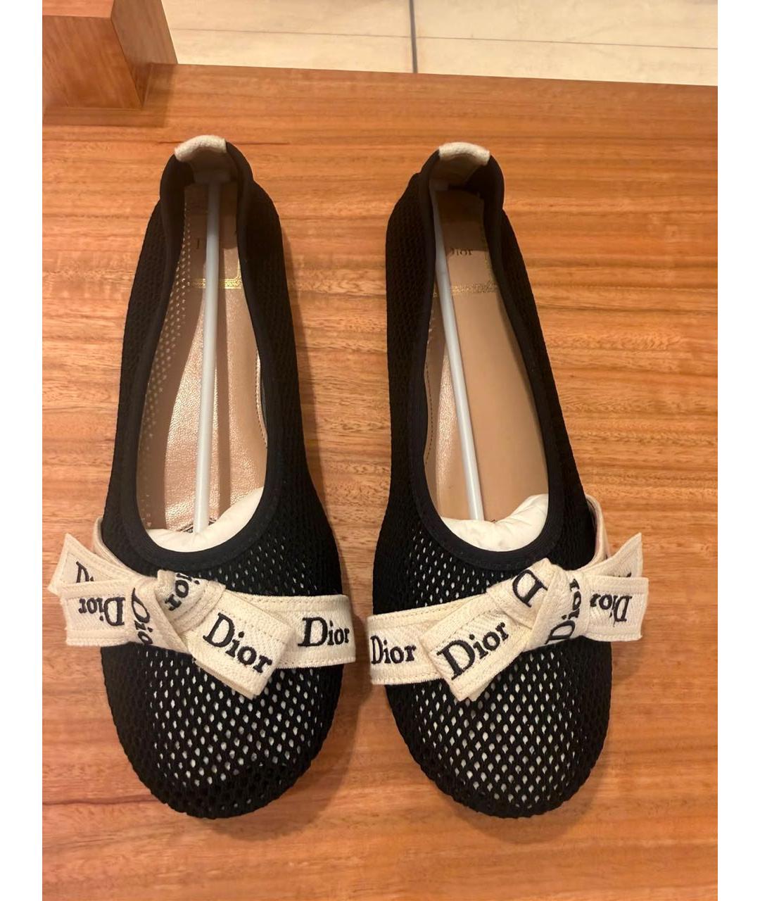 CHRISTIAN DIOR Черные текстильные балетки, фото 3