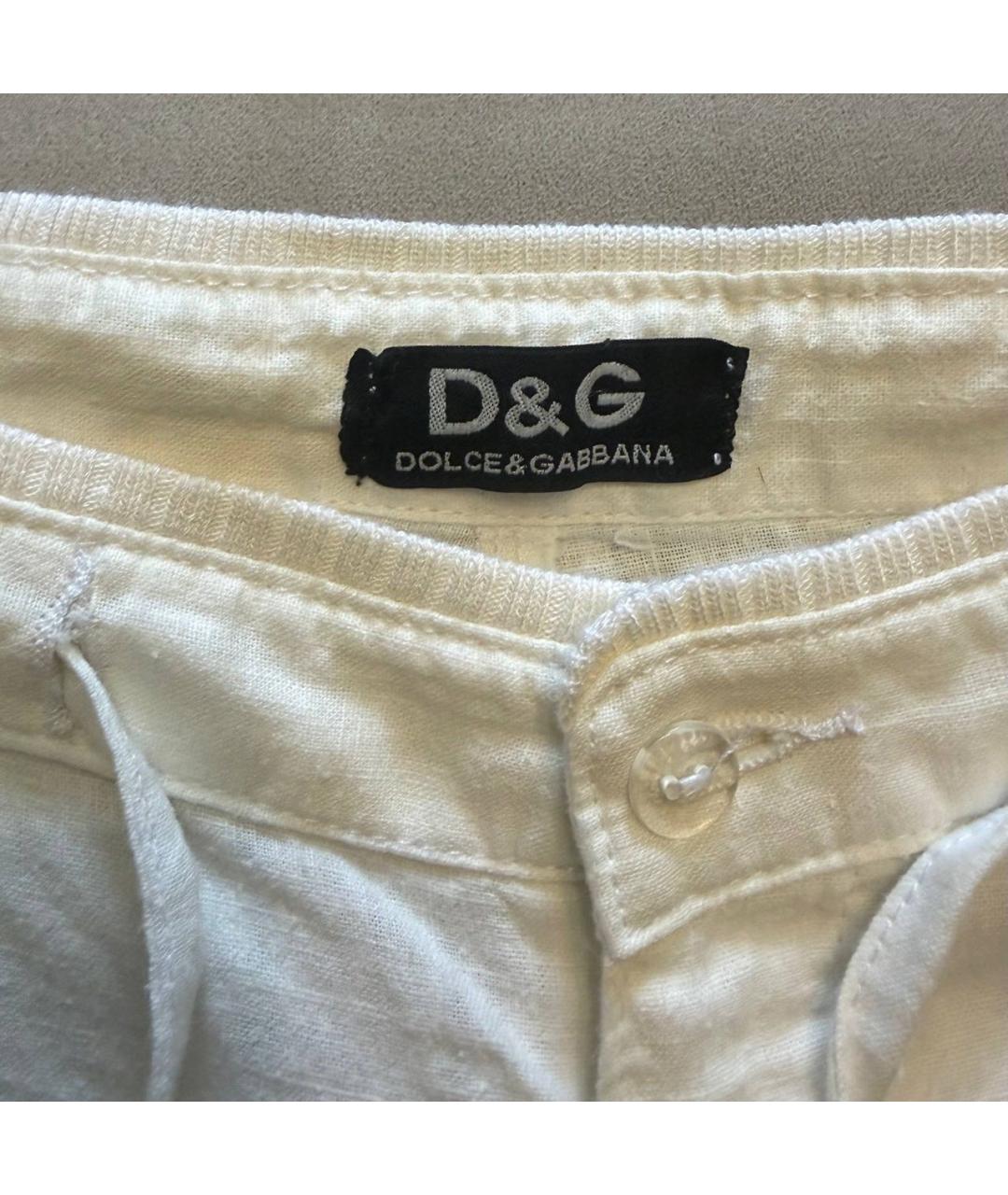 DOLCE&GABBANA Белые льняные брюки широкие, фото 3