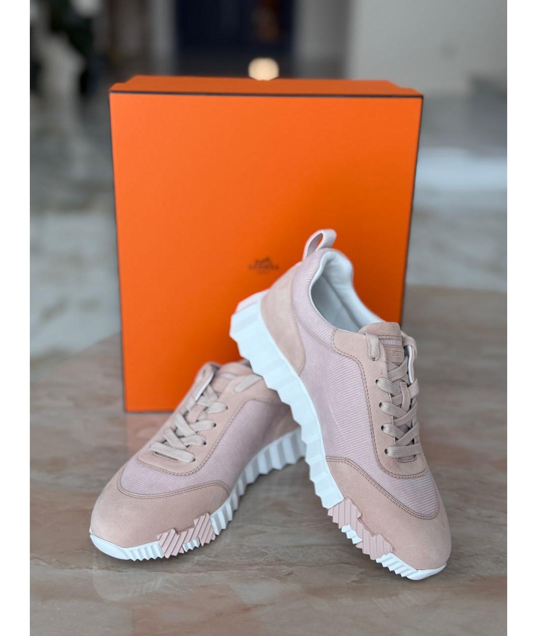 HERMES Розовые кожаные кроссовки, фото 5